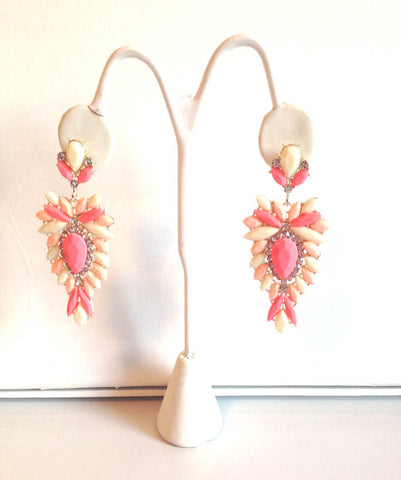 Pink and Ivory Statement Earrings