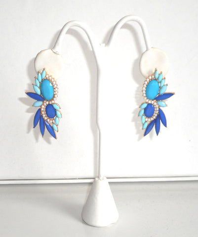 Cobalt Blue & Turquoise Statement Earrings