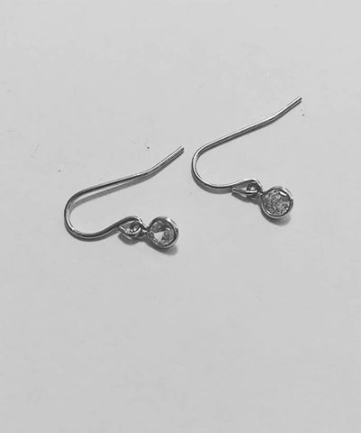 Silver Round Rhinestone Earrings