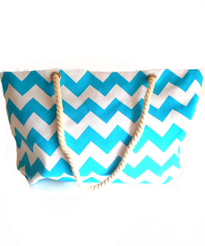 Turquoise & White Stripe Beach Tote