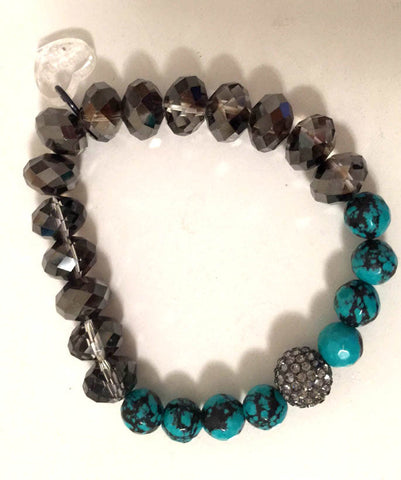 Jade and Smoke Crystal Bracelet