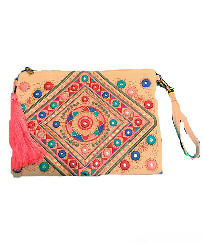 Pink Boho Clutch