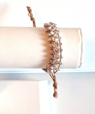 Brown Rhinestone Woven Bracelet