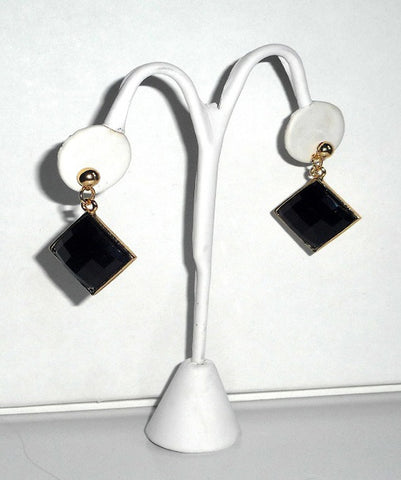 Black Square Jewel Earrings
