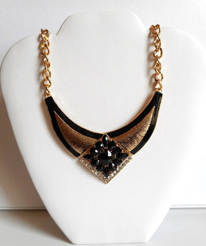 Geometric Jewel Crescent Necklace
