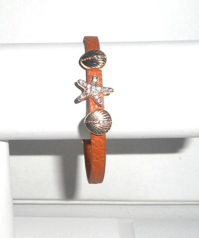 Brown with Gold Shell Accent Bracelet