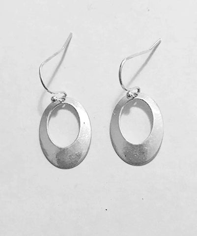 Brushed Silver Round Abstract Earrings