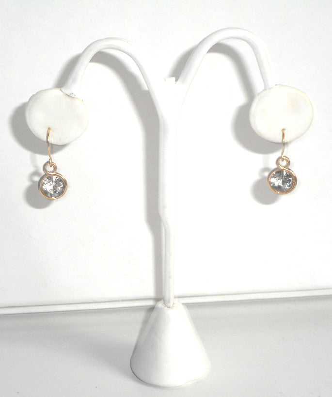 Gold Circle with Rhinestone Accent Earrings