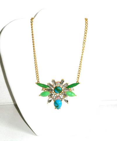 Green and Turquoise Statement Necklace Set