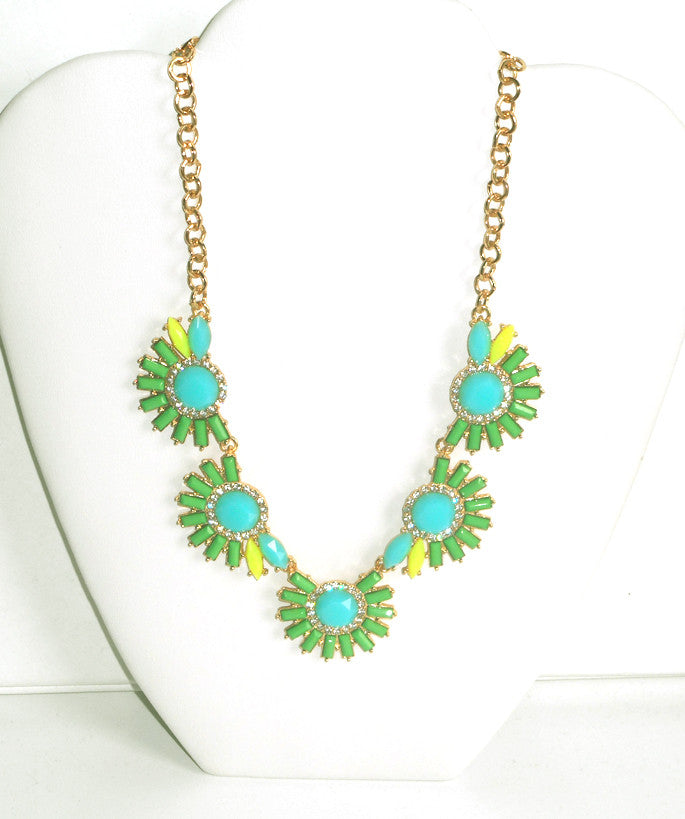 Half Sun Green with Turquoise Accent Necklace