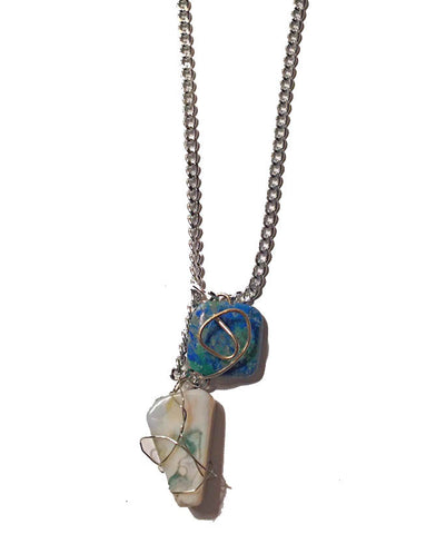 Silver Swirl Green Rocky Pendant