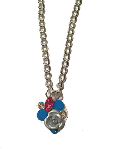 Pink and Turquoise Large Concrete Rose Pendant