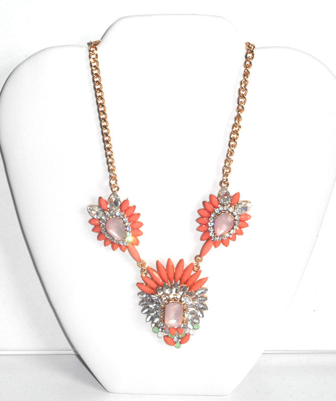 Peach and Pink Statement Necklace