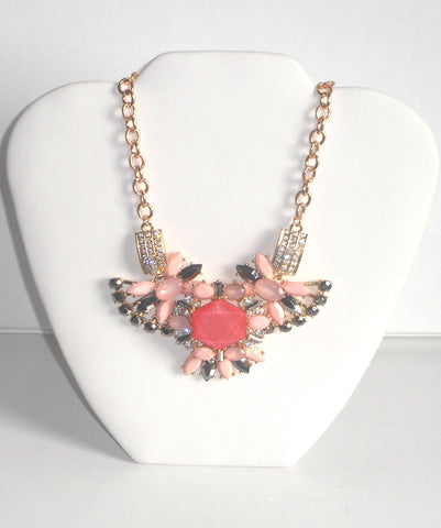 Pink and Gray Statement Necklace