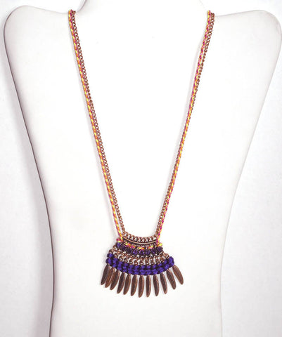 Brushed Gold Feather Pendant Necklace Set