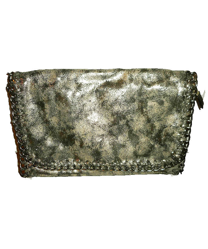Gold and Black Suede Clutch