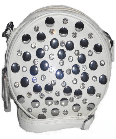 White Rhinestone Messenger Bag